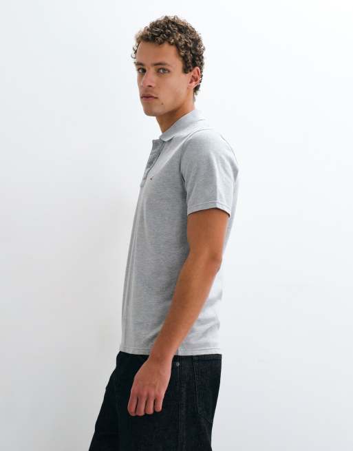 Hollister polo slim fit con logo icon in grigio mélange, 4 di 5