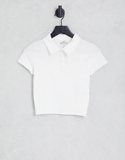 Hollister - Poloshirt met overslag in wit