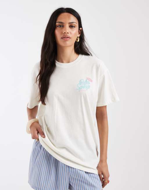 Hollister poolside back graphic oversized t-shirt in white, 2 of 4