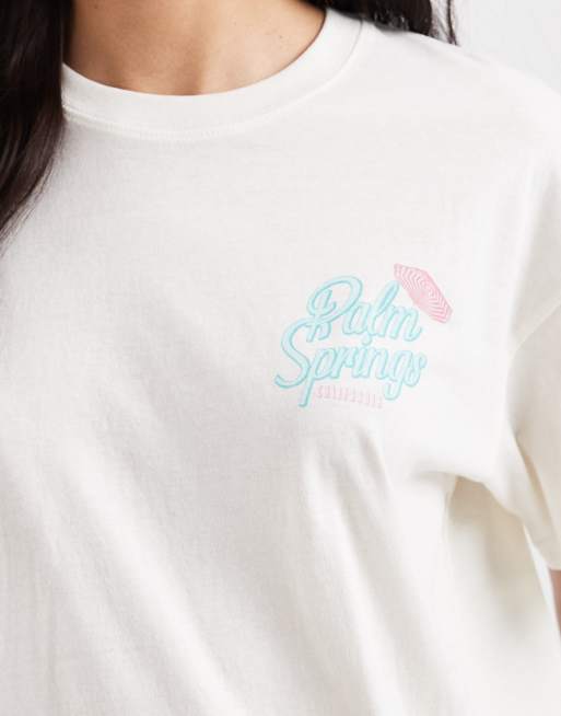Hollister poolside back graphic oversized t-shirt in white, 4 of 4