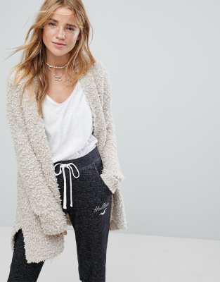 Hollister Popcorn Soft Knit Cardigan-Beige