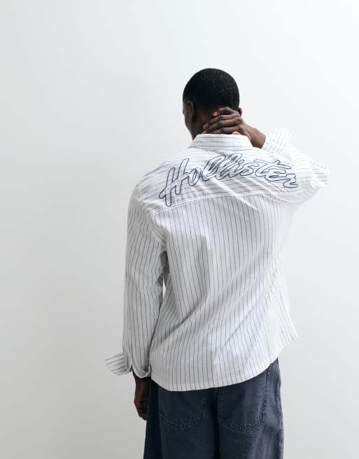 Hollister - Poplin overhemd met lange mouwen in wit, 3 van 5