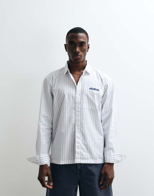 Hollister - Poplin overhemd met lange mouwen in wit, 4 van 5
