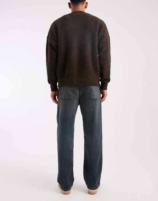 Hollister - Posede jeans med fem lommer i afbleget mørk vask, 3 af 5