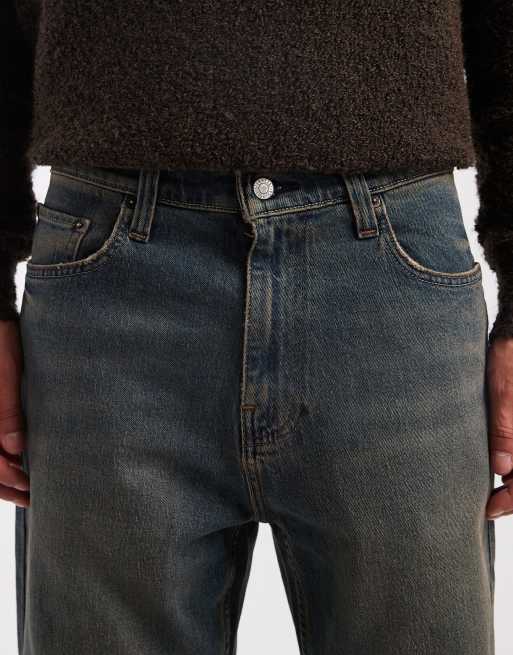 Hollister - Posede jeans med fem lommer i afbleget mørk vask, 4 af 5