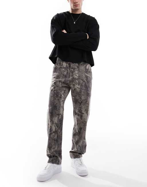 Hollister - Posede jeans med paneldetaljer og camouflage-print