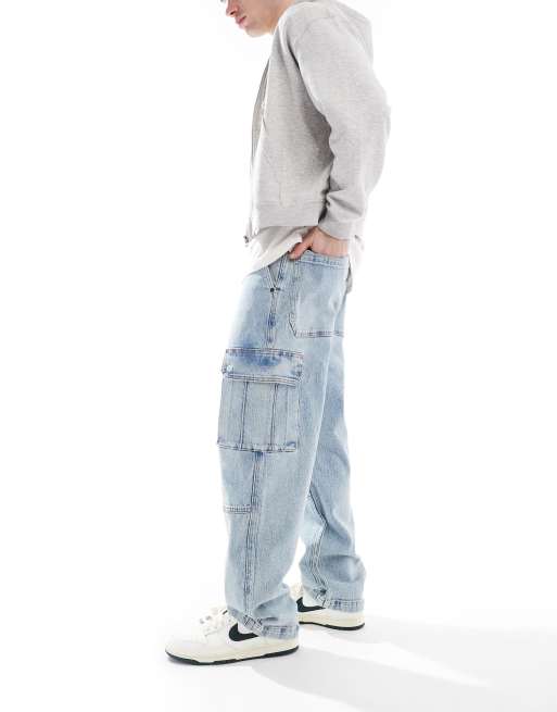 Hollister - Posede lyseblå tømrer-jeans med lommedetaljer, 2 af 5