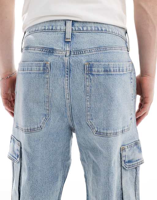 Hollister - Posede lyseblå tømrer-jeans med lommedetaljer, 5 af 5