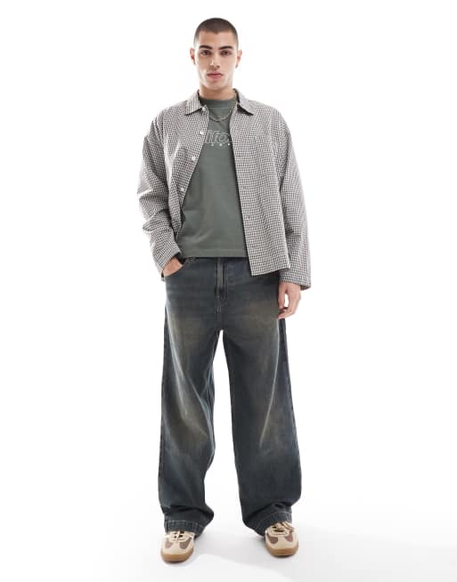 Hollister - Posede skater-jeans med 5 lommer i mørk vask