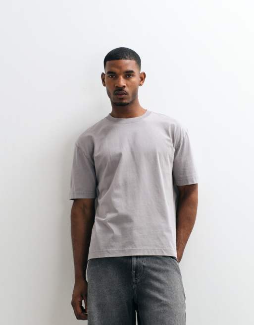 Hollister – Premium – Grå, kraftig t-shirt med boxig passform, 3 av 5