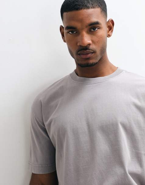 Hollister - Premium - Grå T-shirt i kraftigt stof med firkantet pasform - view 1