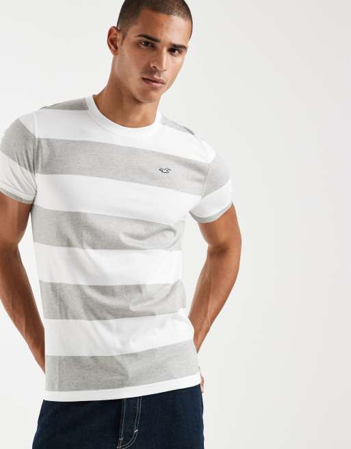 Hollister premium heavyweight boxy t-shirt with front stripe in white