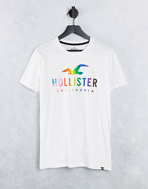 Hollister Pride capsule rainbow logo t-shirt in white