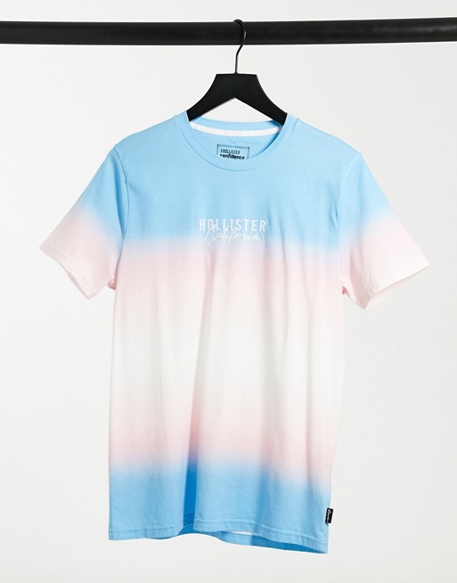 Hollister Pride logo ombre t-shirt in pink