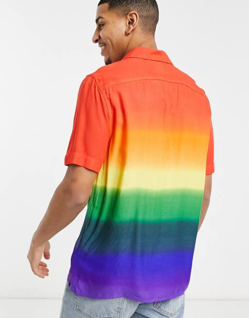 Hollister Pride Overhemd Met Korte Mouwen Van Rayon Met Kleurverloop In Rood Asos