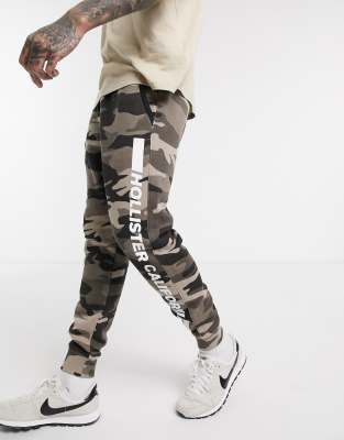 Hollister print logo jogger in camo | ASOS