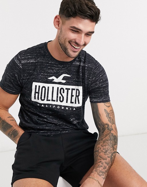 Hollister print logo t-shirt in black