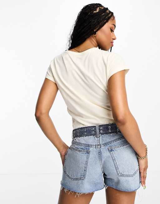 Hollister printed t-shirt in beige, 3 of 4