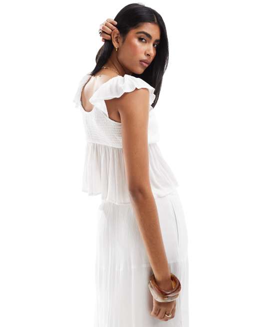 Hollister puff sleeve babydoll top in white, 4 of 4