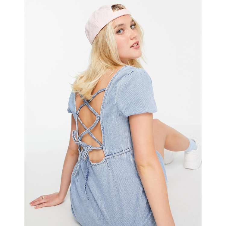 Low back denim dress new arrivals