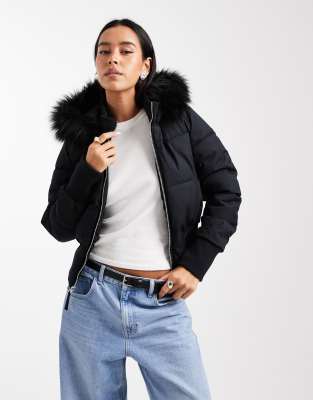 Hollister - Puffer-Bomberjacke im Y2K-Design in Schwarz