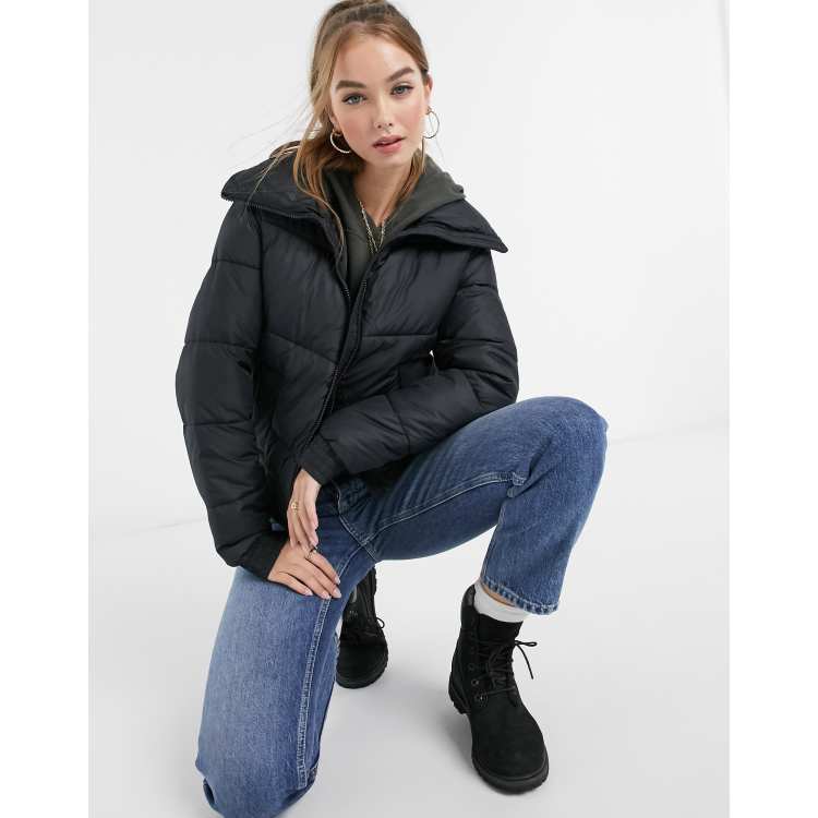Hollister puffer jacket in black | ASOS