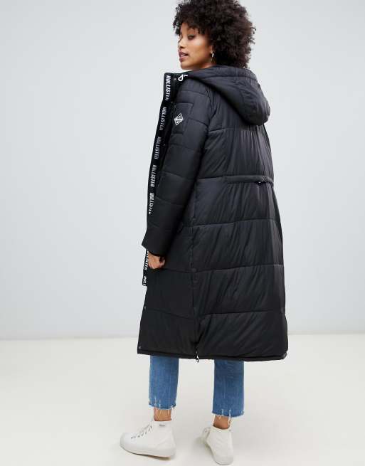 Hollister Reflective Logo Colourblock Hooded Puffer Jacket In