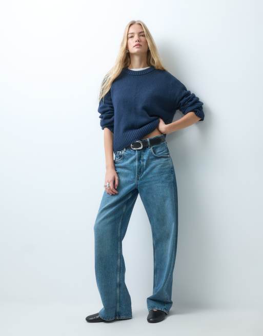 Hollister pull col rond en maille bleu marine, 3 de 4