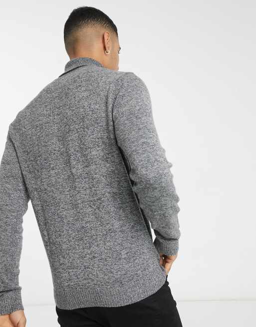 Hollister Pull col roul en maille avec logo Gris chin