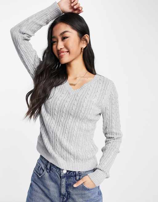 Pull col v hollister femme discount