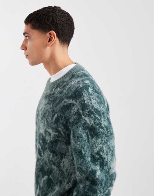 Hollister - Pull coupe carrée en maille duveteuse - Vert tacheté, 4 de 5
