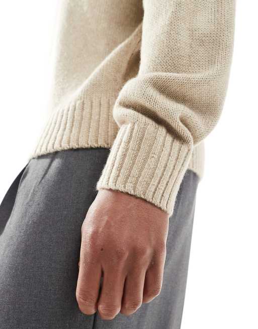 Hollister - Pull en maille à col ras de cou coupe carrée - Beige, 3 de 4