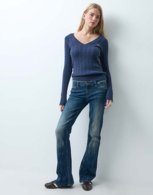 Hollister pull en maille à col rond avec logo iconique en bleu marine, 2 de 4