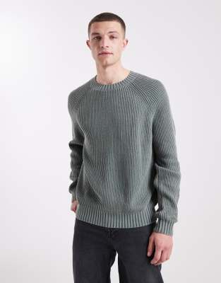 Hollister - Pull en maille à côtes anglaises - Vert délavé