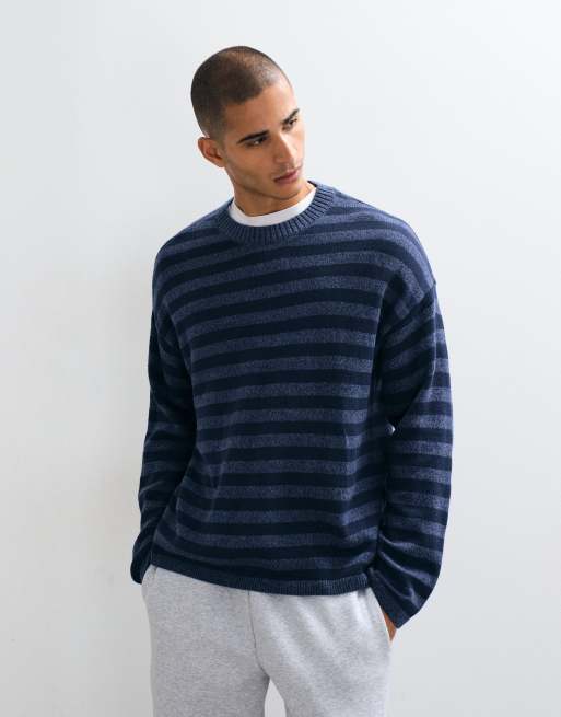 Hollister pull en maille ras de cou à rayures bleues, 2 de 5
