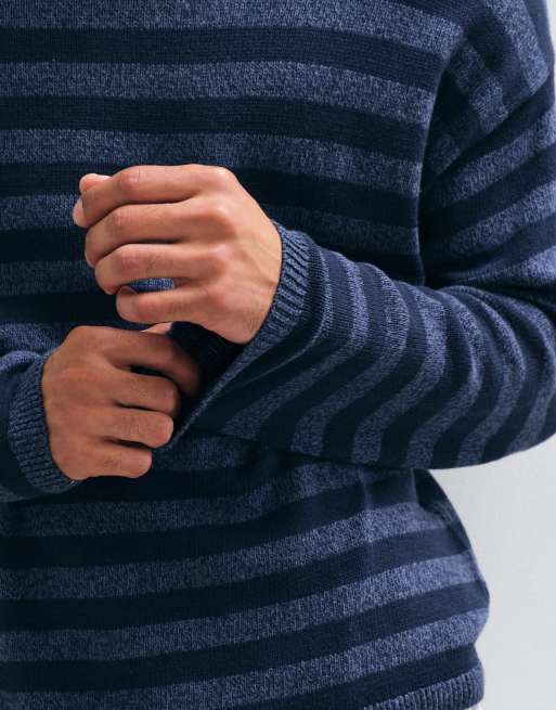 Hollister pull en maille ras de cou à rayures bleues, 3 de 5