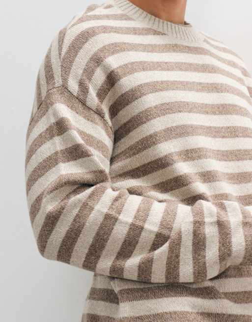 Hollister pull en maille ras de cou à rayures crème, 2 de 5