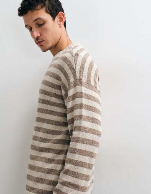 Hollister pull en maille ras de cou à rayures crème, 5 de 5