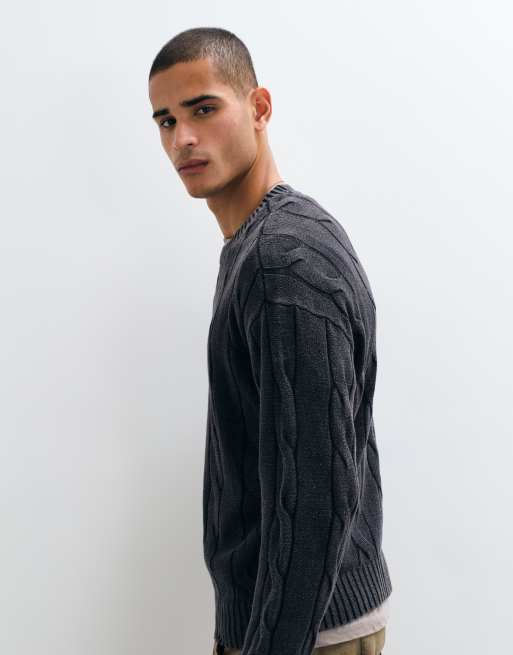 Hollister pull en maille torsadée noir, 4 de 5