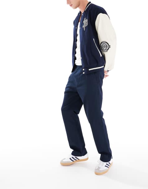Hollister pull on straight leg relaxed trouser in navy - view 1