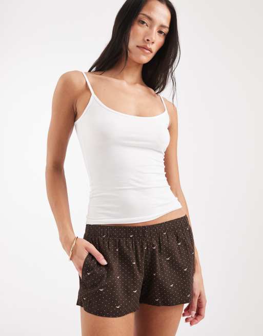 Hollister Pyjama-Boxershorts mit braunem Icon-Logo-Print, 3 von 4