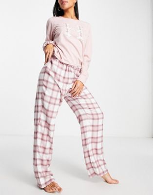 Hollister pyjama check set in pink