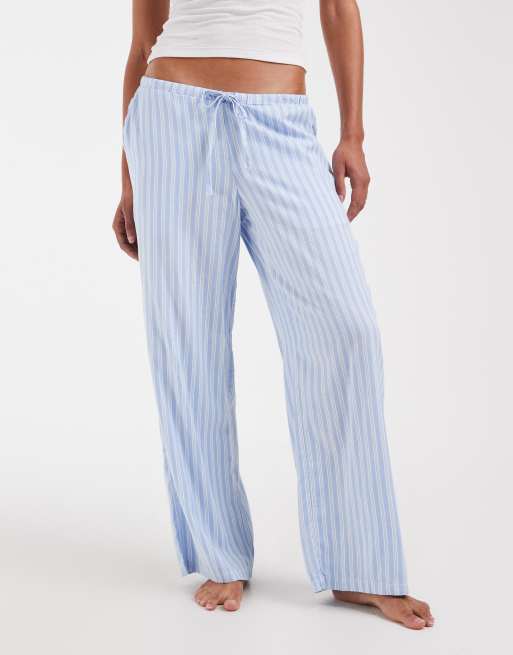 Hollister – Pyjamahose in Blau gestreift mit weitem Bein, 2 von 4