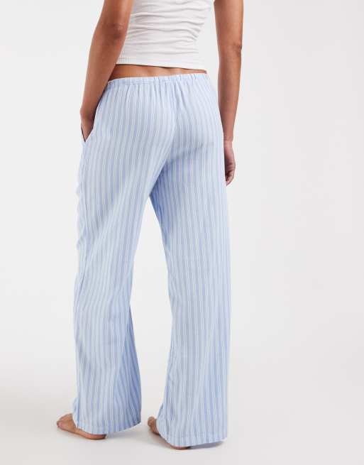 Hollister – Pyjamahose in Blau gestreift mit weitem Bein, 4 von 4
