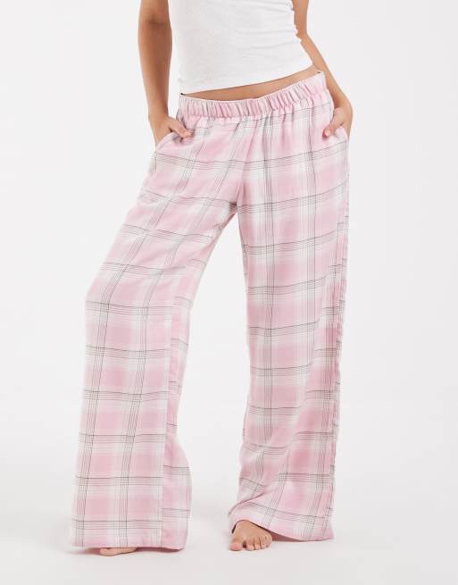 Hollister pyjamasbukser med brede ben i pink tern, 2 af 4