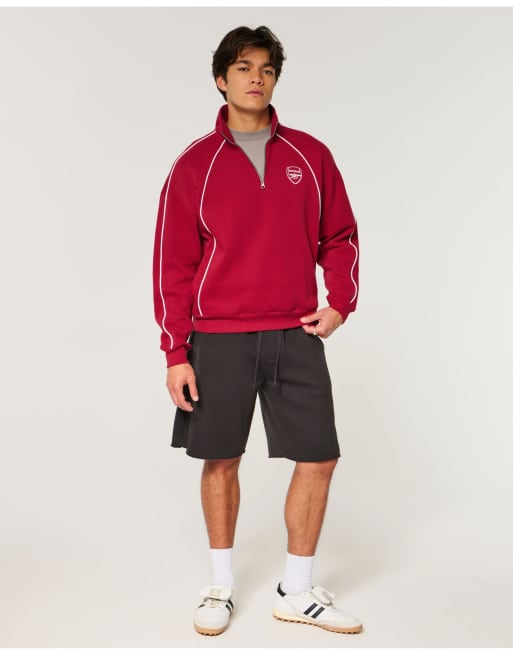 Hollister Quarter-zip arsenal fc sweatshirt in red, 2 of 5