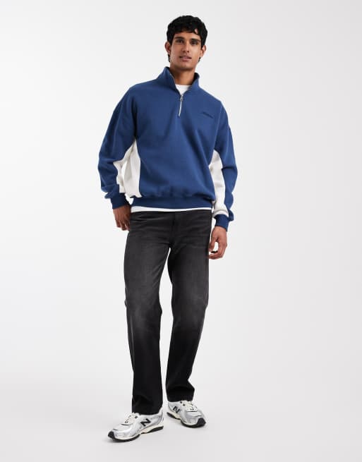 Hollister quarter zip chest logo sweatshirt in contrast blue, 2 of 5