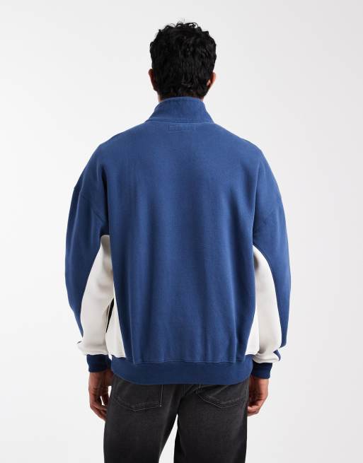 Hollister quarter zip chest logo sweatshirt in contrast blue, 3 of 5