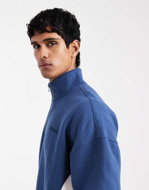 Hollister quarter zip chest logo sweatshirt in contrast blue, 4 of 5