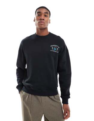 Hollister Quarter Zip Sweat Top With Contrast Piping In Black